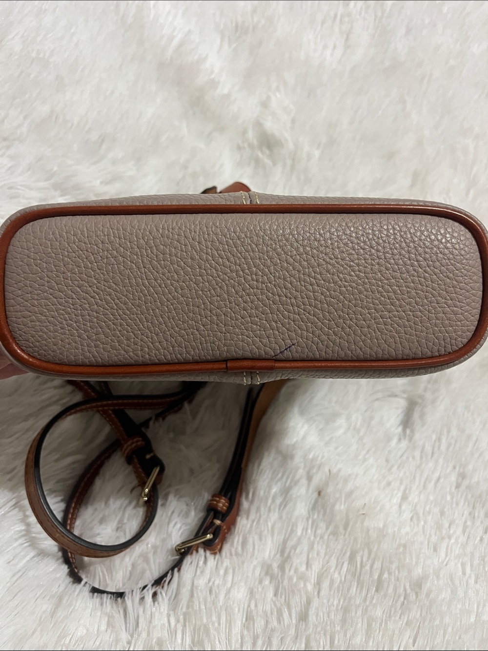 Dooney & Bourke Taupe Crossbody with Brown Trim and Toggle - Picture 4 of 7
